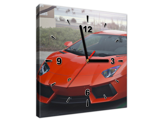 Obraz s hodinami Oranžové Lambo - Axion23