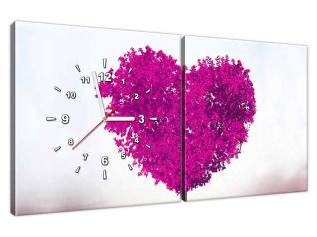 Moderný obraz na plátne s hodinami Stromček lásky