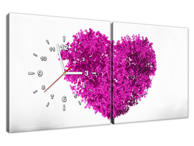 Moderný obraz na plátne s hodinami Stromček lásky