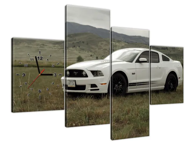 Obraz s hodinami na plátne Mustang GT V8 - Brett Levin